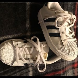 Blue and white kids Adidas size 8c